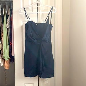 Navy blue low cut slip dress